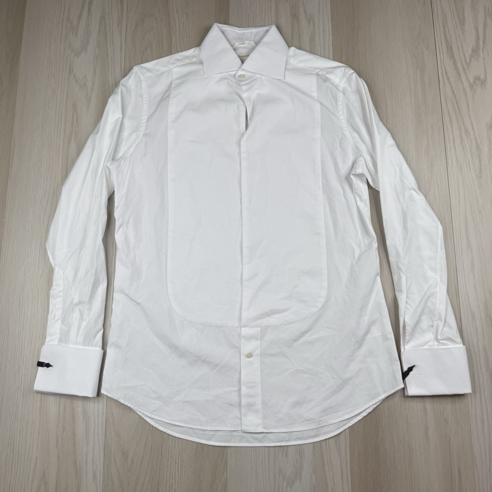 Suitsupply Shirt White Egyptian Cotton Tuxedo French Cuff Formal Bib 40 15 3/4